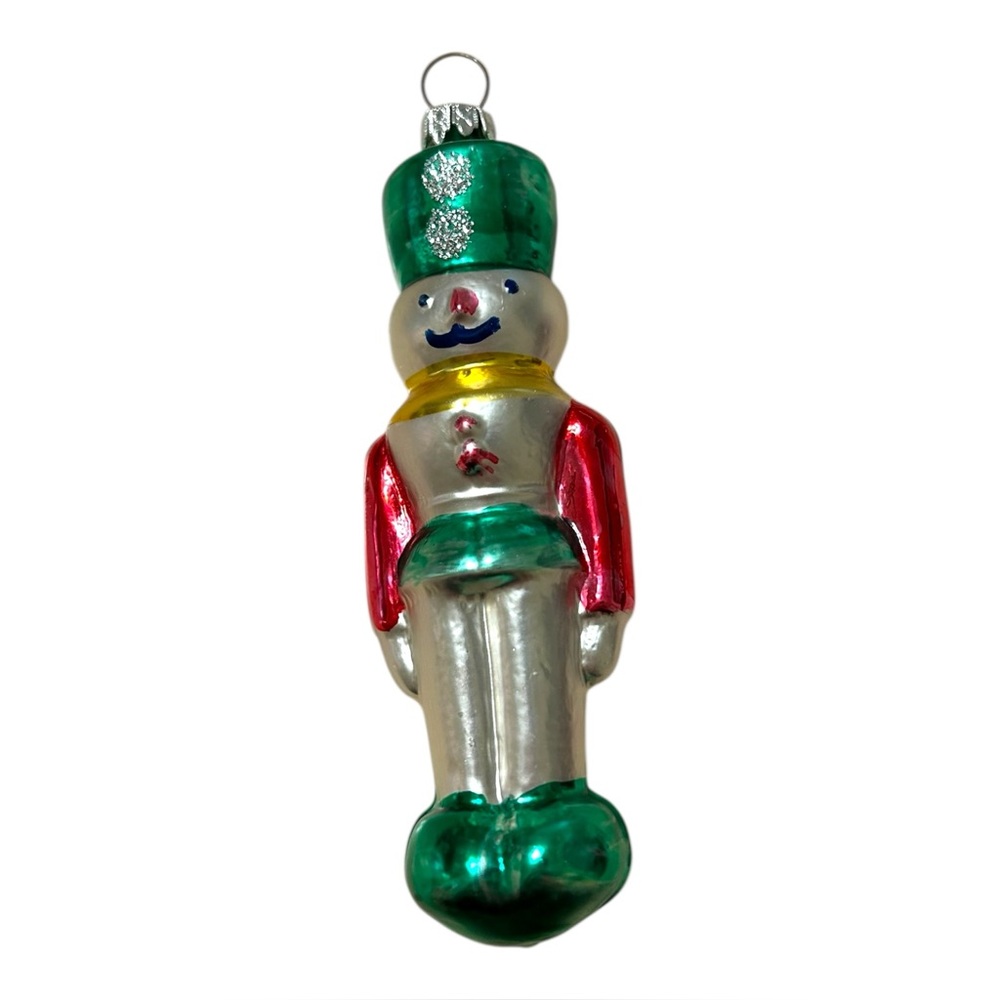 Vintage Glass Nutcracker Toy Soldier Christmas Tree Ornament